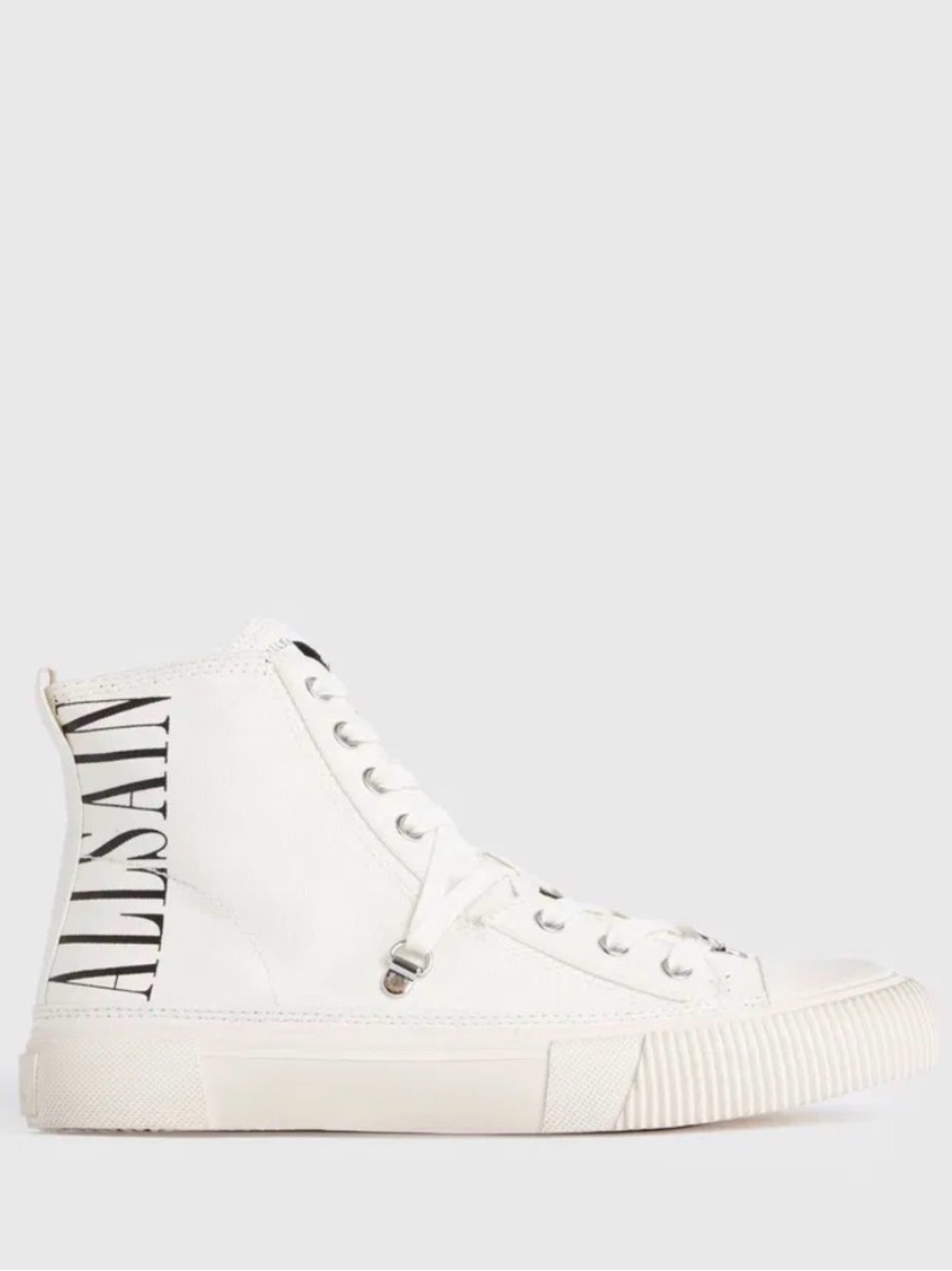 All Saints White High-Top Canvas Elena Stamp Sneakers with Side Logo Size 39/US8